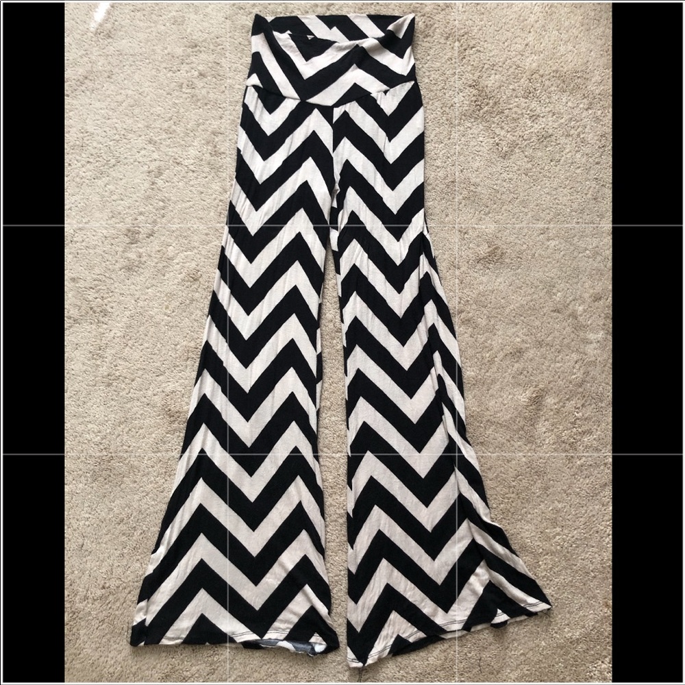 Black|Cream Striped Flare Leg Palazzo Pants